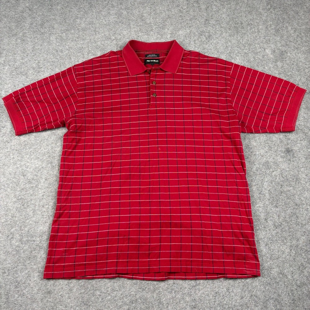 Bolle Golf Polo Shirt Mens Large Red Plaid Mercerized Cotton Outdoor Old Money